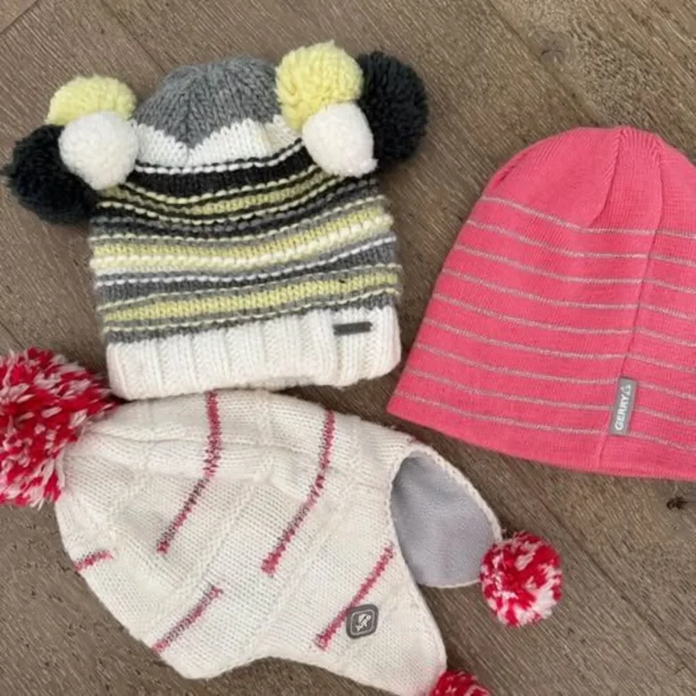 Lot of 3 Baby Toddler Girls Winter Hats Scheels Jupa Gerry Igloo Crochet 2T 4T 6